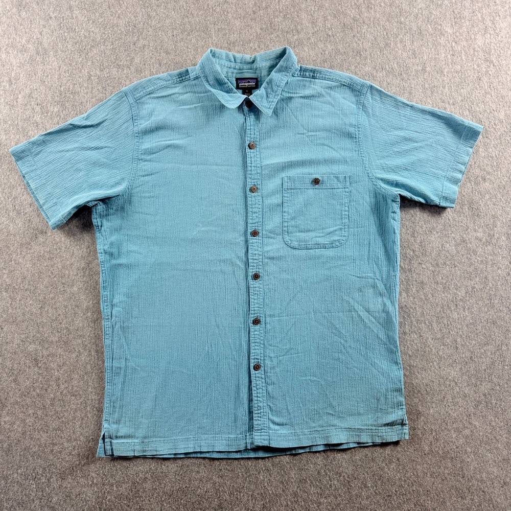 Patagonia Men's A/C Shirt L Blue Organic Cotton Button-Up Shirt